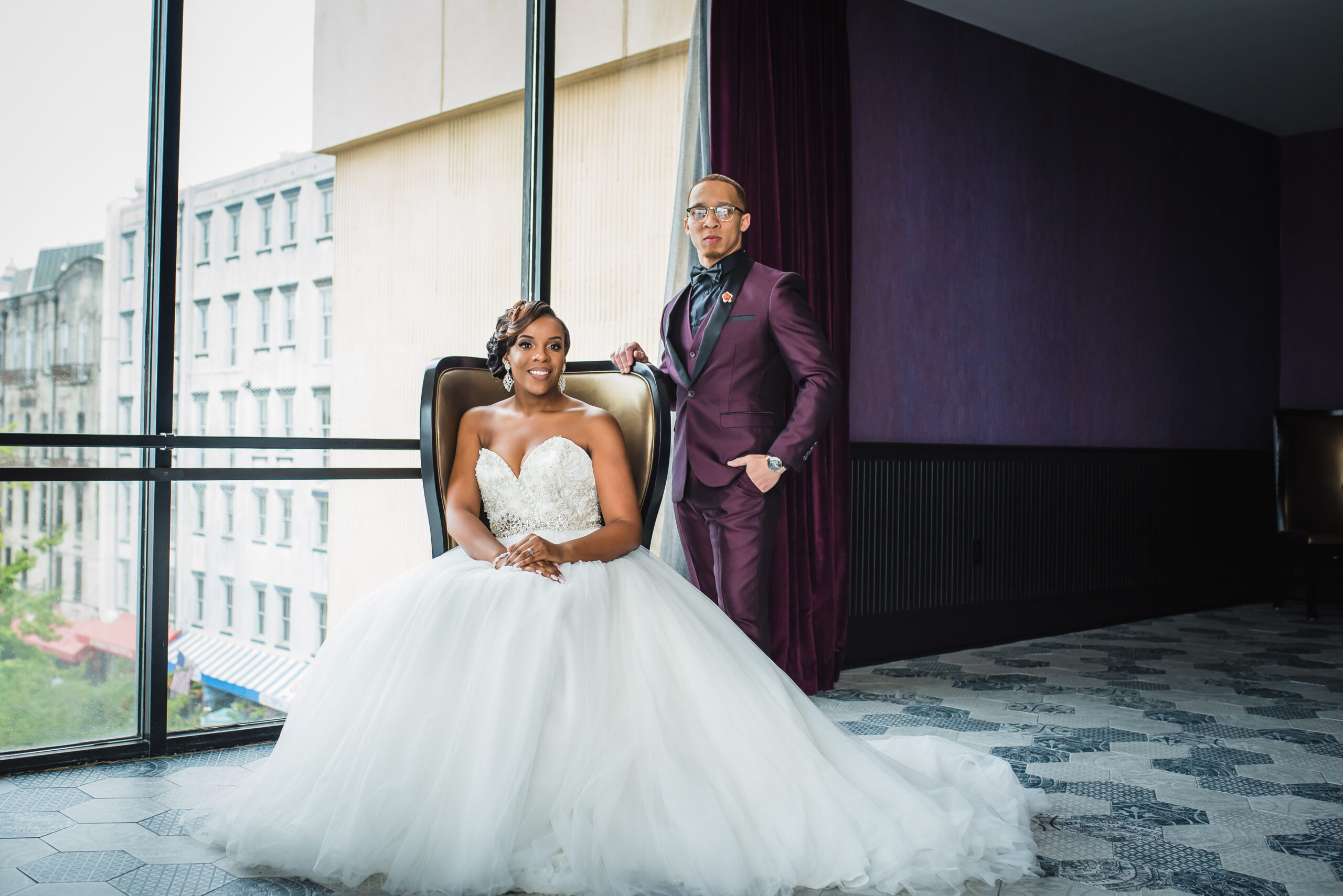 Couple posing for Wedding Portraits 