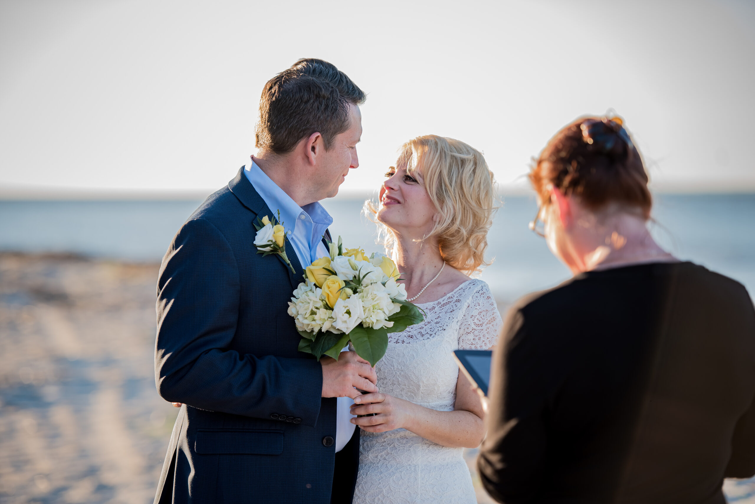 Eloping Wedding Couple on Tybee Beach